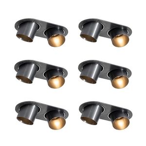 Set van 6 inbouwspots gunmetal GU10 50mm 2-lichts - Installa obraz