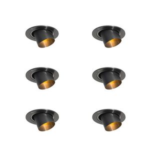 Set van 6 inbouwspots gunmetal GU10 35mm rond kantelbaar - Installa obraz