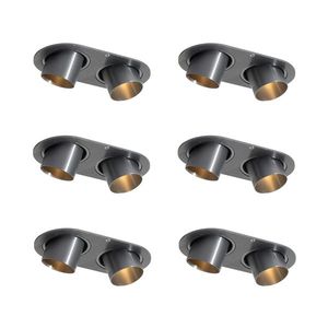 Set van 6 inbouwspots gunmetal GU10 35mm kantelbaar 2-lichts - Installa obraz