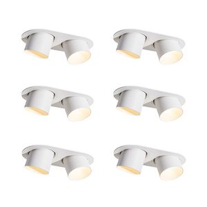 Set van 6 inbouwspots wit GU10 70mm kantelbaar 2-lichts - Installa obraz