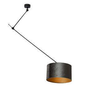 Závěsné svítidlo černé se sametovým stínidlem zelené 35cm - Blitz obraz