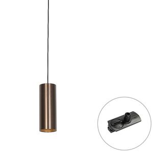 Design hanglamp donkerbrons incl. rail adapter 1-fase - Iconic Tubo obraz