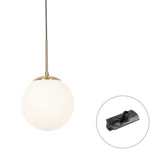 Art Deco hanglamp goud met opaal glas incl. rail adapter zwart 1-fase - Iconic Flore obraz