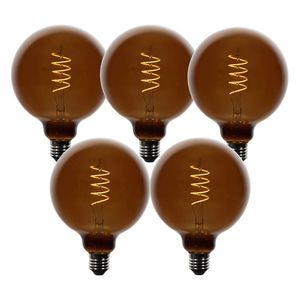 Sada 5 stmívatelných LED žárovek E27 G125 hnědá 4W 120 lm 1800K obraz