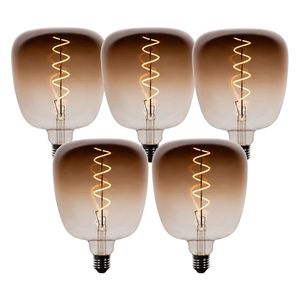 Sada 5 stmívatelných LED žárovek E27 G140 hnědá 4, 9W 110 lm 1800K obraz