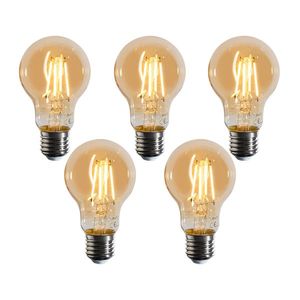 Set van 5 E27 dimbare LED lampen A60 goud 4W 420 lm 2200K obraz