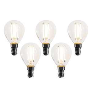 Set van 5 E14 dimbare LED lampen filament G45 helder 4W 470 lm 2700K obraz