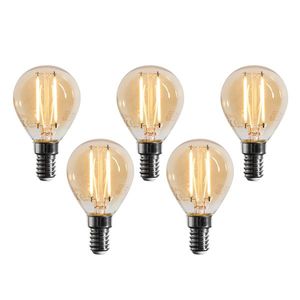 Set van 5 E14 dimbare LED lamp G45 goud 4W 330 lm 2100K obraz