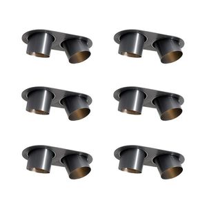 Set van 6 inbouwspots gunmetal GU10 70mm kantelbaar 2-lichts - Installa obraz
