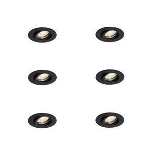 Set van 6 inbouwspots zwart kantelbaar 6, 5cm incl. LED IP54 ultra slim - Pupil obraz