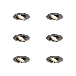 Set van 6 moderne inbouwspots gunmetal GU10 50mm rond kantelbaar - Edu obraz