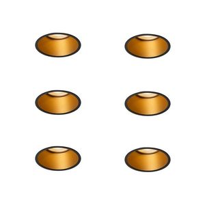 Set van 6 moderne inbouwspots zwart met goud GU10 50mm IP44 - Dept obraz