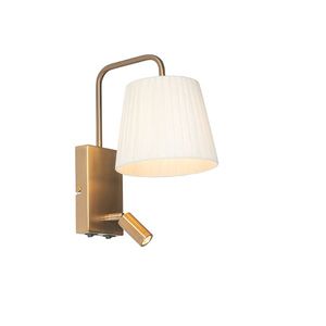 Moderní nástěnná lampa bílá a bronzová s lampičkou na čtení - Renier obraz