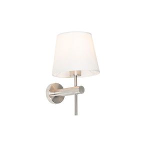 Moderní nástěnná lampa bílá s ocelí - Pluk obraz