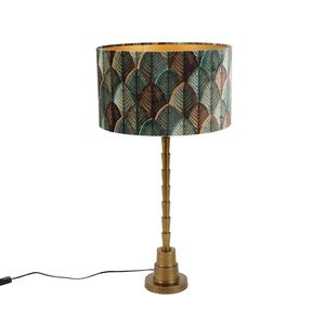 Stolní lampa bronzová ssametovým stínidlem smotivem listů azlatým vnitřkem - Pisos obraz