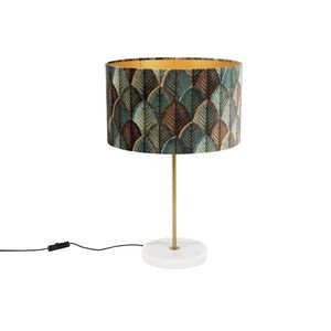 Stolní lampa z mosazi s sametovým stínidlem s designem listů a zlatým vnitřkem - Kaso obraz