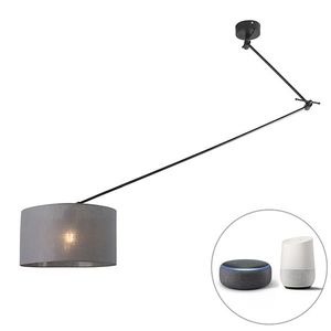 Chytré závěsné svítidlo černé sodstínem tmavě šedá 35 cm vč. Wi-Fi A60 - Blitz obraz