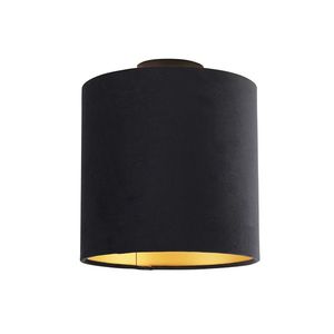 Stropní lampa s černým a zlatým sametovým stínítkem 25 cm - Combi Black obraz
