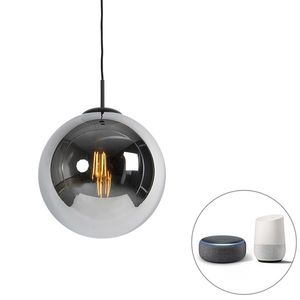 Chytré závěsné svítidlo černé s kouřovým sklem 30 cm vč. Wifi ST64 - Pallon obraz