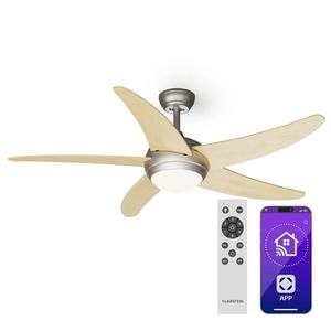 Klarstein Bolero 2 v 1 Smart, stropní ventilátor, Ø 132 cm, světlo 55 W, dálkové ovládání, ovládání přes aplikaci, dvousměrný provoz obraz