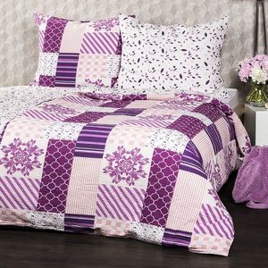 4Home Krepové povlečení Patchwork violet, 140 x 220 cm, 70 x 90 cm obraz