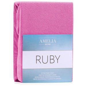 Froté prostěradlo s gumou AmeliaHome Ruby sytě růžové, velikost 140-160x200+30 obraz