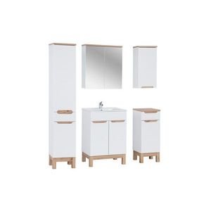 Comad Koupelnová sestava Bali 60 cm se zápustným umyvadlem, skříňkami a zrcadlem bílá/dub wotan obraz