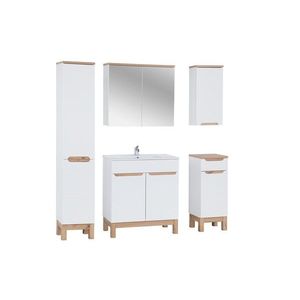 Comad Koupelnová sestava Bali 80 cm se zápustným umyvadlem, skříňkami a zrcadlem bílá/dub wotan obraz
