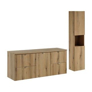 Comad Závěsná umyvadlová skříňka Nova Oak 81-40-1DK 40 cm s košem na prádlo dub evoke obraz