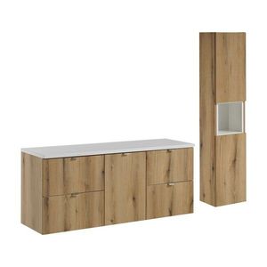 Comad Závěsná skříňka pod umyvadlo Nova White I s deskou 50 cm bílá/dub evoke obraz