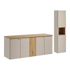 Comad Koupelnová sestava Viva Cashmere s deskou a skříňkami 140 cm kašmír/dub coast evoke obraz