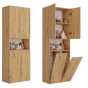 TP Living Koupelnová skříňka se 2 koši na prádlo NEL ART II dub artisan obraz