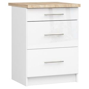 Ak furniture Kuchyňská skříňka Olivie S 60 cm 3S bílá/bílý lesk/dub sonoma obraz