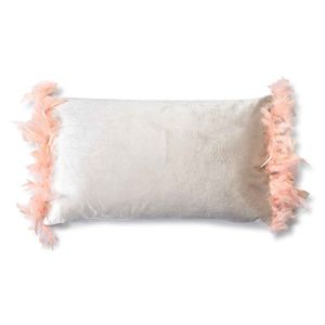 Mondex Polštář Loreta 50x30 cm béžový zdobený peřím obraz
