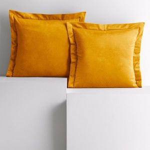 Povlaky na polštáře AmeliaHome Velvet Side hořčicové, velikost 45x45 obraz