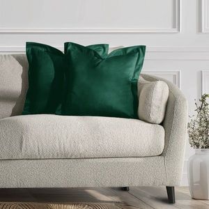 Povlaky na polštáře AmeliaHome Velvet Side tmavě zelené, velikost 45x45 obraz