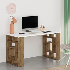 Kalune Design Psací stůl MAZE dub stirling/bílý obraz