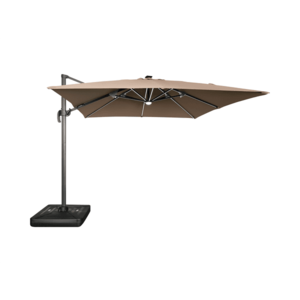 Zahradní slunečník Houseland Vexon s LED osvětlením 300x300 cm světle hnědý obraz