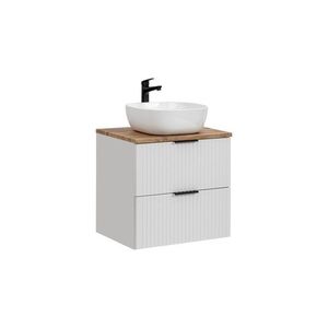 Comad Závěsná skříňka Casad Smile s deskou a umyvadlem 60 cm bílá/dub wotan obraz