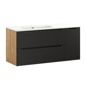 Comad Závěsná skříňka Ocean Go se zápustným umyvadlem 120 cm černá/dub olejovaný obraz