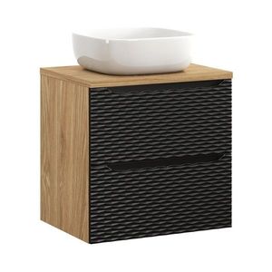 Comad Závěsná skříňka Ocean s deskou a umyvadlem 60 cm černá/dub olejovaný obraz