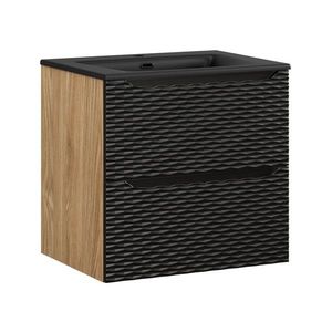 Comad Závěsná skříňka Ocean Sky se zápustným umyvadlem 60 cm černá/dub olejovaný obraz