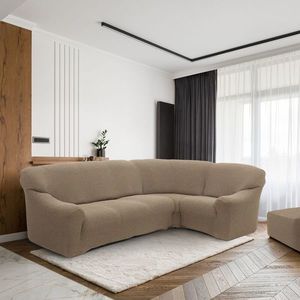 Potah multielastický na rohovou sedačku, Denia, oříškový obraz
