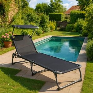75903 Zahradní lehátko, skládací, stínicí stříška, antracit 187 cm obraz