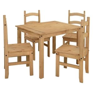 Jídelní set PIMBOW stůl 100x80 cm + 4 židle, masiv borovice, vosk obraz
