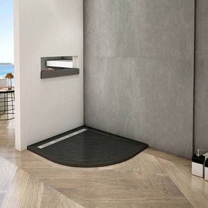 H K BLACK STAR sprchová vanička z litého mramoru, čtvrtkruh, 90x90x3 SE-BLACKSTAR99RSET obraz