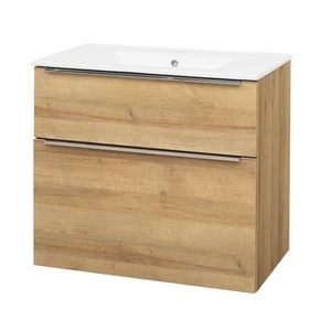 Mereo Mailo, koupelnová skříňka s keramickým umyvadlem 81 cm, dub Riviera, chrom madlo CN521 obraz