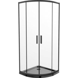 MEXEN/S Rio čtvrtkruhový sprchový kout 80 x 80, transparent, černý + vanička se sifonem Flat, černý 863-080-080-70-00-4170B obraz