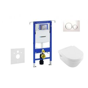 GEBERIT Duofix Set předstěnové instalace, klozetu a sedátka Villeroy & Boch, tlačítka Sigma20, DirectFlush, SoftClose, CeramicPlus, bílá/chrom 111.355.00.5 NB4 obraz