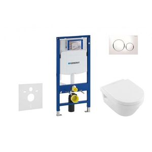 GEBERIT Duofix Set předstěnové instalace, klozetu a sedátka Villeroy & Boch, tlačítka Sigma20, DirectFlush, SoftClose, CeramicPlus, bílá/chrom 111.300.00.5 NB4 obraz